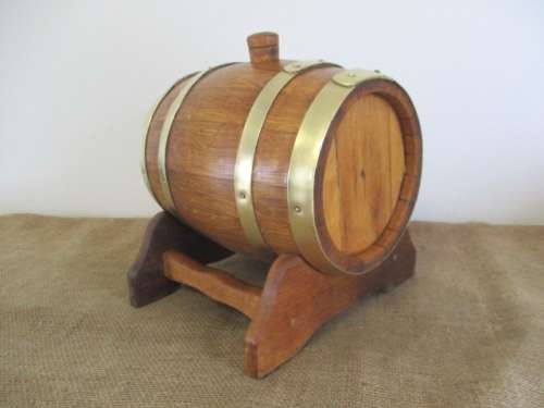 Exact Replica Of The Real McCoy....Very Fine Large Vintage Oak Wine Barrel With Brass Tap And Straps
