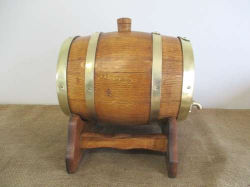 Exact Replica Of The Real McCoy....Very Fine Large Vintage Oak Wine Barrel With Brass Tap And Straps