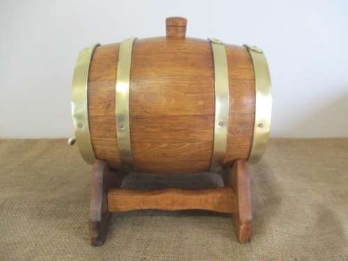 Exact Replica Of The Real McCoy....Very Fine Large Vintage Oak Wine Barrel With Brass Tap And Straps