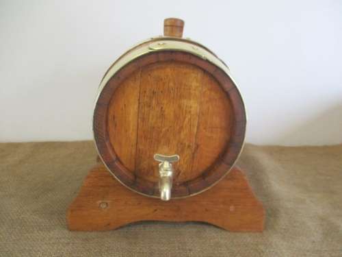 Exact Replica Of The Real McCoy....Very Fine Large Vintage Oak Wine Barrel With Brass Tap And Straps