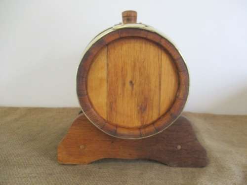 Exact Replica Of The Real McCoy....Very Fine Large Vintage Oak Wine Barrel With Brass Tap And Straps