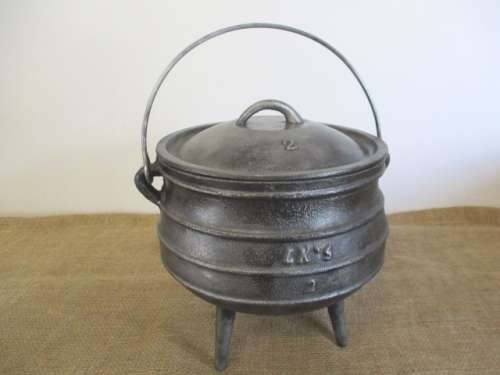 An Excellent Robust And Sizable LK`s #2 3 Legged Solid Cast Iron Potjie Pot