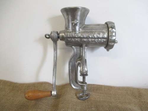 Perfect And Complete Vintage Cast Iron No 8 Husqvarna Reliance Meat Mincer         Made In Sweden