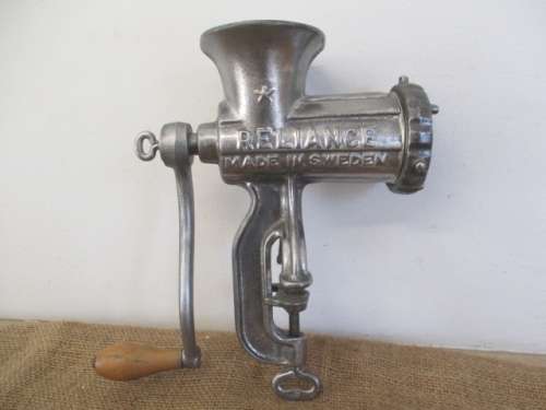 Very Beautiful And Complete Vintage Cast Iron No 10 Husqvarna Reliance Meat Mincer    Sweden