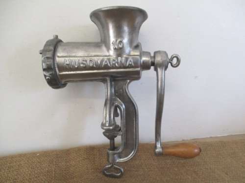 Very Beautiful And Complete Vintage Cast Iron No 10 Husqvarna Reliance Meat Mincer    Sweden