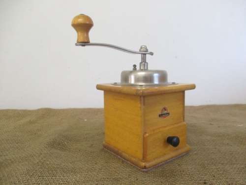 A Splendid Vintage Zassenhaus Wooden And Metal Coffee Grinder                West Germany