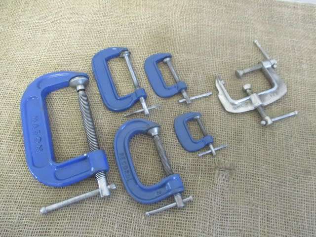 Nice Collection Of Handy G-Clamps : -  Sizes Include : 1x 4`, 1x 3`, 1x 2`, 2x Smalls & Record 129