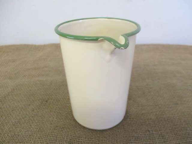 Lovely Genuine Vintage Old Fashioned Enamel 40oz /2pt /1000gr Measuring Jug