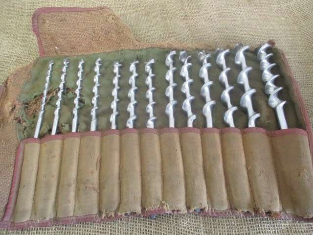 Rare Vintage Morrison Ltd Pigeon Brand Woodworking Drill Bit Set In Sleeve