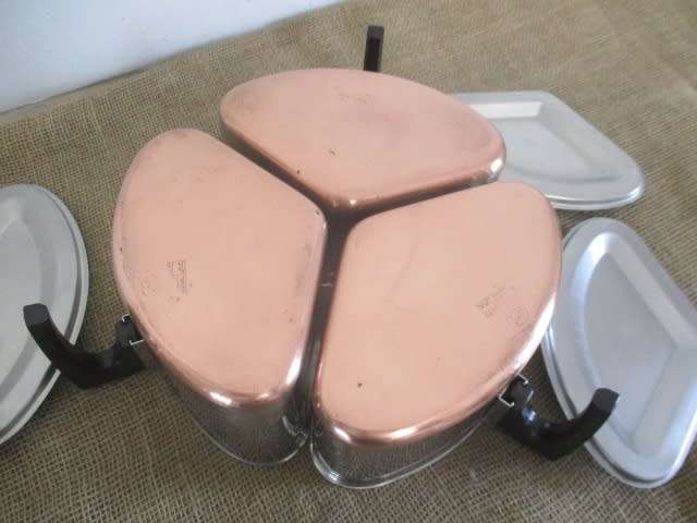 Magnificant Vintage Hendlers Pointerware 18/8 Stainless Steel Triangular Pot Set