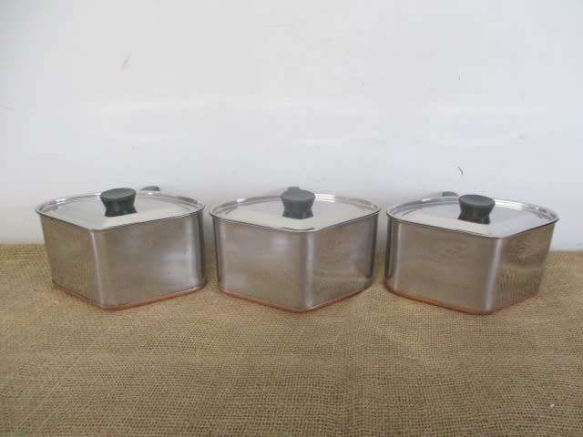 Magnificant Vintage Hendlers Pointerware 18/8 Stainless Steel Triangular Pot Set