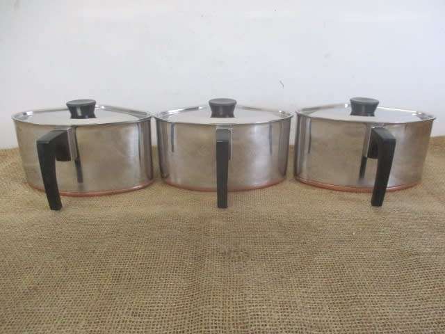 Magnificant Vintage Hendlers Pointerware 18/8 Stainless Steel Triangular Pot Set