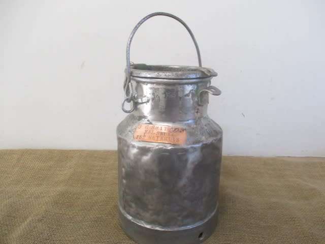 If He Only Could Have Spoken.....This Characterful TSP 1 gallon Galvanized Dairy Farm Cream Can