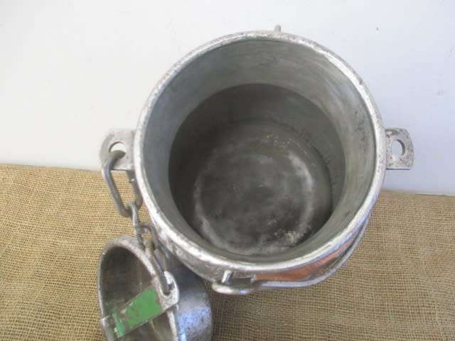 If He Only Could Have Spoken.....This Characterful TSP 1 gallon Galvanized Dairy Farm Cream Can