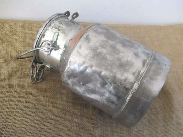 If He Only Could Have Spoken.....This Characterful TSP 1 gallon Galvanized Dairy Farm Cream Can