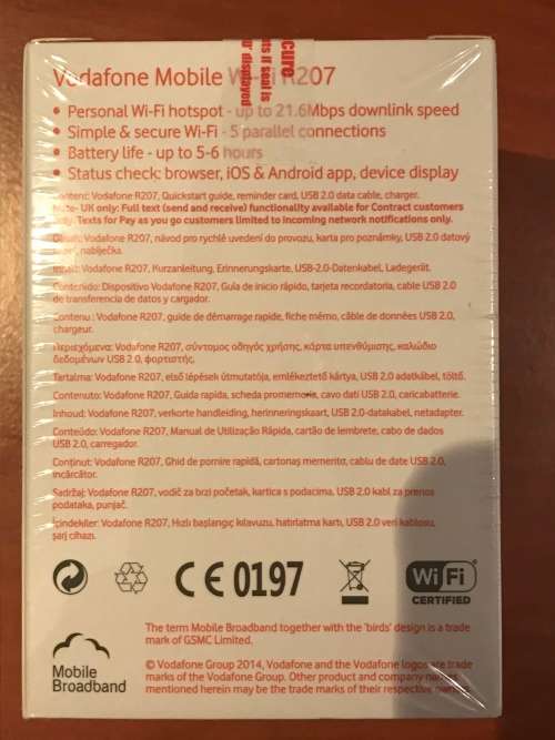 Vodafone Mobile WiFi Hotspot R207 Pocket WiFi 3G Mobile Modem Mini WiFi Router 21.6 Mbps