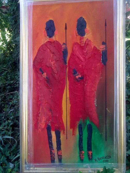 R Bengenza , oil on canvas of 2 woman