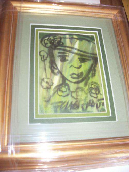 Seun met klakske Frans Claerhout original mixed media framed. 2 Certificates of authenticity
