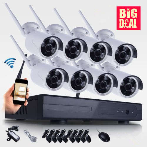 HD 8CH 720P Wireless Array IP Camera with NVR CCTV KIT