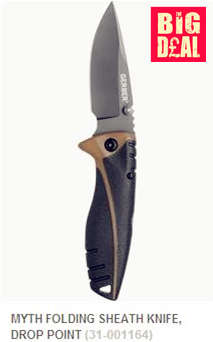 GERBER Myth Folding Sheath Knife , DROP POINT