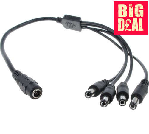 1 Female to 4 Male 5.5x2.1mm DC Power Splitter Adaptor Cable