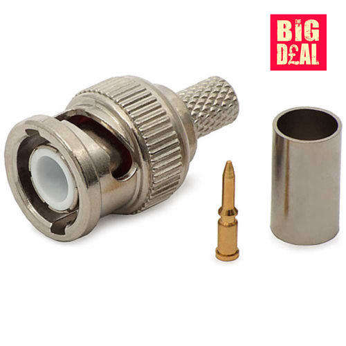 Crimp on BNC Male Adapter for Coaxial RG59