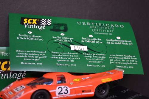 SCX VINTAGE 60170 PORSCHE 917 ORANGE #23 SLOT CAR