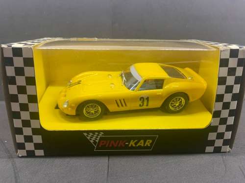 PINK-KAR CV-010 - Yellow - FERRARI 250 GTO - SPA 1965 - SLOT CAR - Mint Boxed