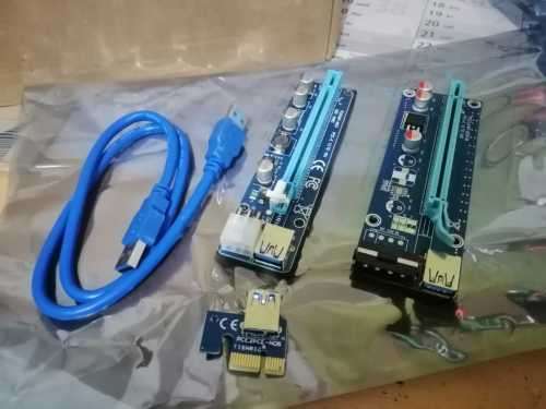 PCI Express PCI-E 1X to 16X Riser Card 6Pin PCIE USB3.0 SATA Expansion for GPU