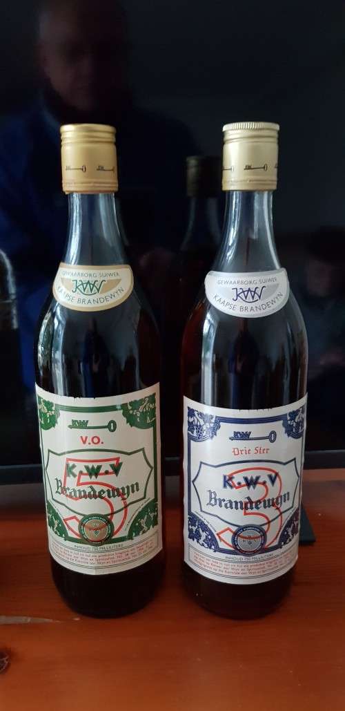 KWV BRANDY OF THE 1950`s - BIG 5 & BIG 3 - TWO SEALED BOTTLES OF RARE & COLLECTAABLE BRANDY.