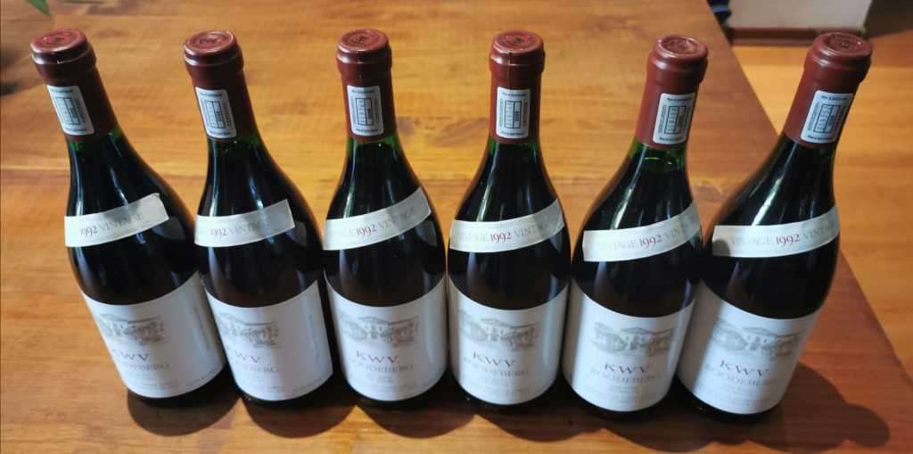 SIX BOTTLES OF RARE & COLLECTABLE KWV ROODEBERG RED WINE 1992 (32yrs old)