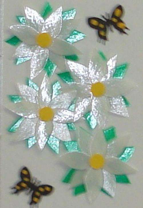 White ribbon flowers