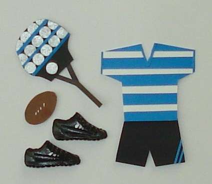 blue & white rugby set
