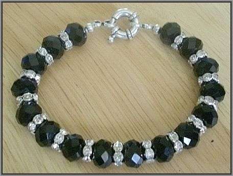 Black Crystal and Diamante Rondel Bracelet