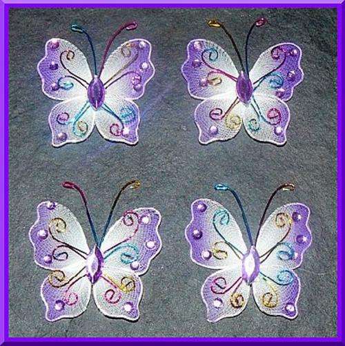 Stunning Purple Butterflies with Rhinestones (Set of 4)
