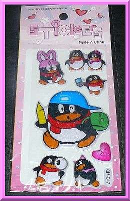Penguine Glitter Puffy Stickers