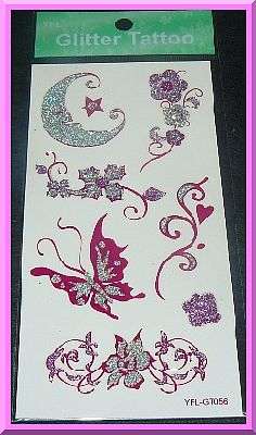 Moon & Butterfly Glitter Temporary Tattoos