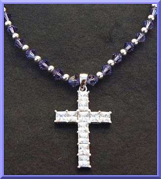 925 and Swarovski Necklace adorned with 925 CZ Cross