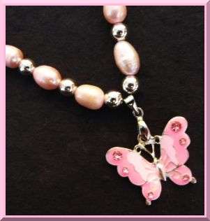 Butterfly Pendant on a Fresh Water Pearl Necklace