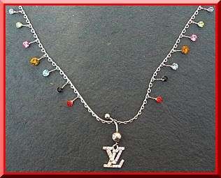 Louis Vuitton Inspired Belly Ring with Rhinestone Belly Chain