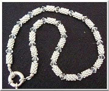 Clear Crystal and Silver Beaded Necklace