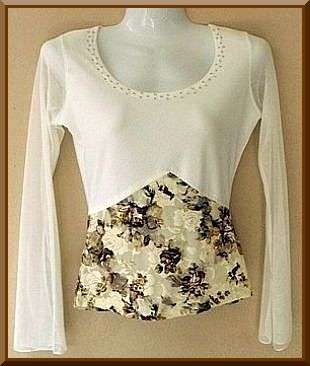 White Top with Beige Rose Lace detail