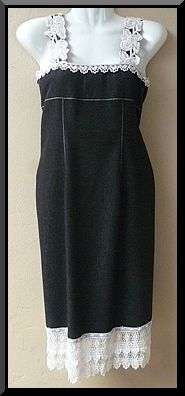 Queenspark Black Denim Dress with White Rose Design