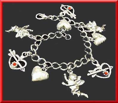 Cherubs, Hearts and Arrows Charm Bracelet