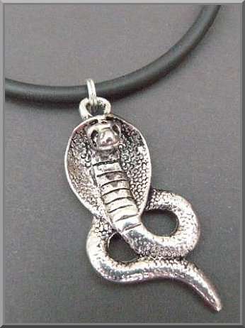 Cobra Pendant on a Black Thong