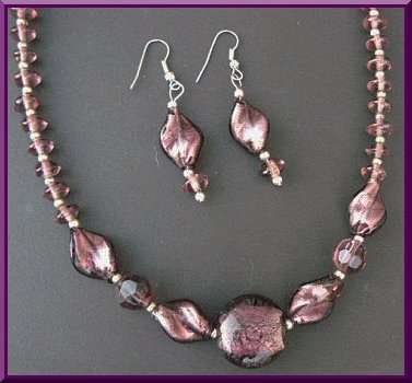 Charming Purple Beaded Necklace Set