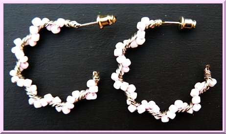 Pink and Silver Spiral Earrings