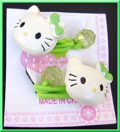 Hello Kitty Hair Ties - Green