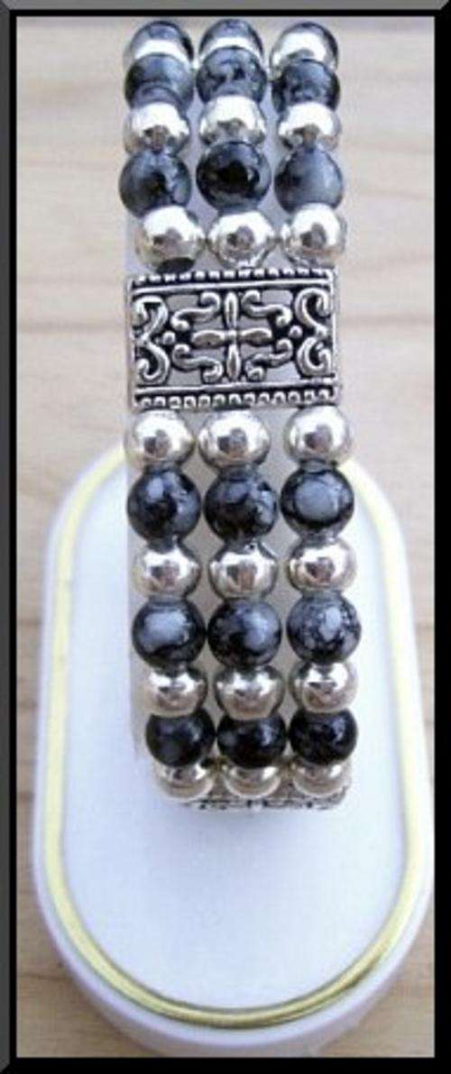 Stunning Marble and Silver Bracelet