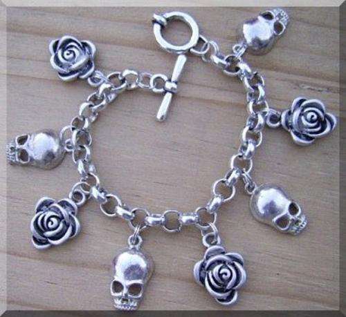 Rose Skull Charm Bracelet